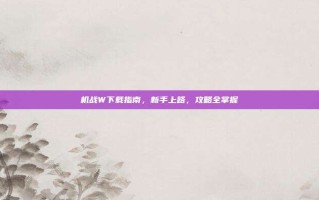 机战W下载指南，新手上路，攻略全掌握