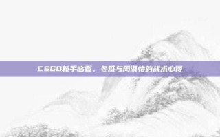 CSGO新手必看，冬瓜与周淑怡的战术心得