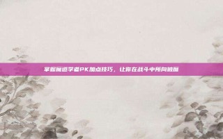 掌握魔道学者PK加点技巧，让你在战斗中所向披靡