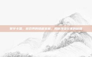 擎宇卡盟，游戏界的隐藏宝藏，揭秘顶级玩家的秘籍