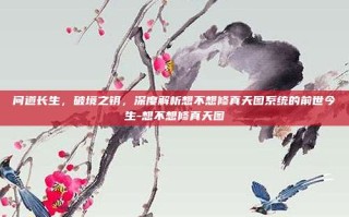 问道长生，破境之钥，深度解析想不想修真天图系统的前世今生-想不想修真天图
