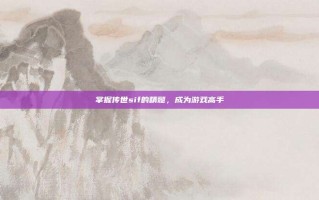 掌握传世sif的精髓，成为游戏高手