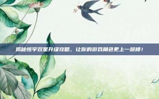 揭秘恒宇双星升级攻略，让你的游戏角色更上一层楼！