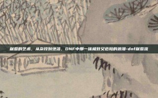 献祭的艺术，从杂技到绝活，DNF中那一抹极致又危险的浪漫-dnf献祭流