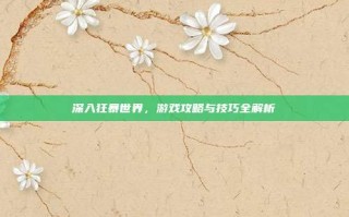 深入狂暴世界，游戏攻略与技巧全解析