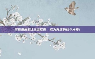 掌握恶魔战士3出招表，成为真正的战斗大师！