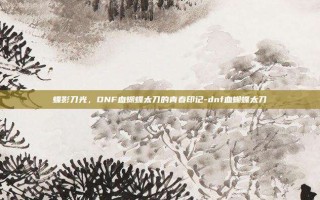 蝶影刀光，DNF血蝴蝶太刀的青春印记-dnf血蝴蝶太刀