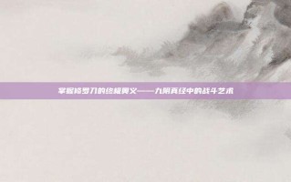 掌握修罗刀的终极奥义——九阴真经中的战斗艺术