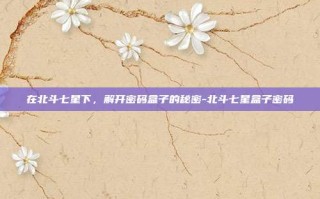 在北斗七星下，解开密码盒子的秘密-北斗七星盒子密码