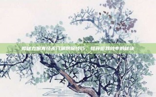 揭秘九阴真经无门派刺探技巧，提升游戏效率的秘诀