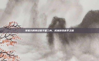 掌握九阴真经君子堂三内，成就游戏高手之路