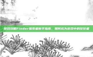 游戏攻略Finder探索者新手指南，如何成为游戏中的佼佼者