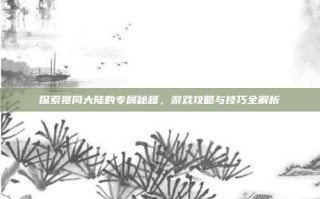 探索搜同大陆的专属秘籍，游戏攻略与技巧全解析