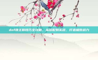 dnf领主粉技巧全攻略，从搭配到实战，打造极致战力