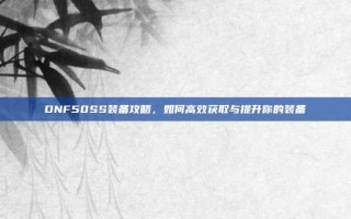 DNF50SS装备攻略，如何高效获取与提升你的装备