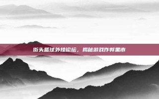 街头篮球外挂论坛，揭秘游戏作弊黑市