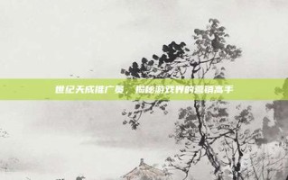 世纪天成推广员，揭秘游戏界的营销高手