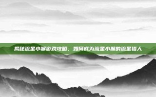 揭秘流星小猴游戏攻略，如何成为流星小猴的流星猎人