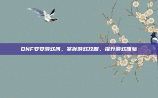 DNF安安游戏网，掌握游戏攻略，提升游戏体验