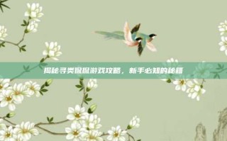 揭秘寻类侃侃游戏攻略，新手必知的秘籍