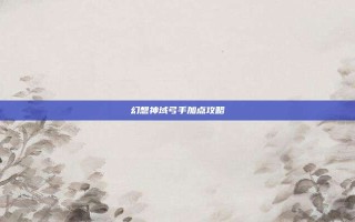 幻想神域弓手加点攻略