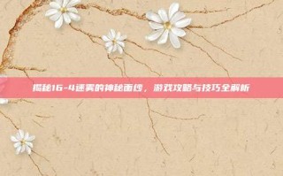 揭秘16-4迷雾的神秘面纱，游戏攻略与技巧全解析