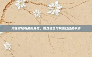 揭秘冒险岛最新外挂，游戏安全与玩家权益的平衡