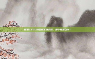 探索CSGO的多样化服务器，哪个更适合你？