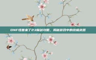 DNF怪兽来了23魔剑攻略，揭秘游戏中的终极武器
