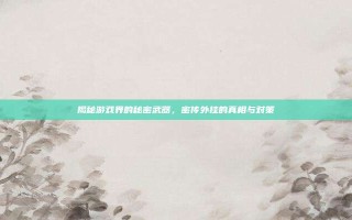 揭秘游戏界的秘密武器，密传外挂的真相与对策
