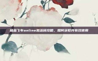 极品飞车online激活码攻略，如何获取并有效使用