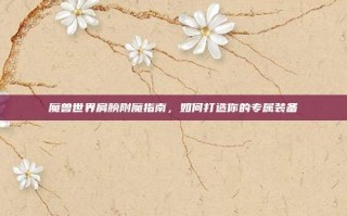 魔兽世界肩膀附魔指南，如何打造你的专属装备