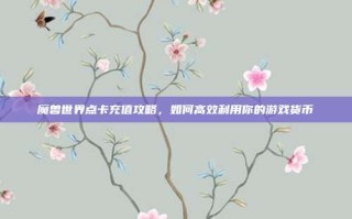 魔兽世界点卡充值攻略，如何高效利用你的游戏货币