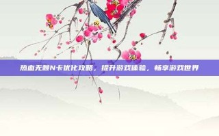 热血无赖N卡优化攻略，提升游戏体验，畅享游戏世界