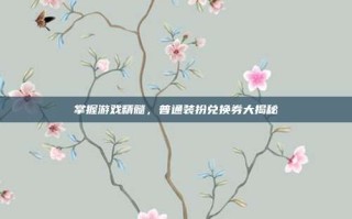 掌握游戏精髓，普通装扮兑换券大揭秘