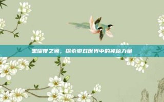 黑曜夜之翼，探索游戏世界中的神秘力量