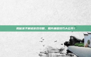 揭秘溪子解说游戏攻略，照片捕捉技巧大公开！