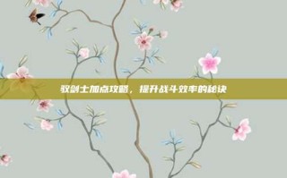 驭剑士加点攻略，提升战斗效率的秘诀