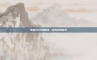 掌握DK升级路线，成为游戏高手