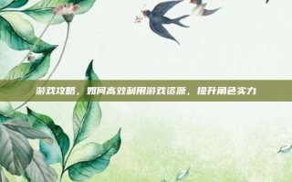 游戏攻略，如何高效利用游戏资源，提升角色实力