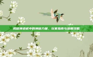 揭秘神迹贰中的神秘力量，玩家指南与深度攻略