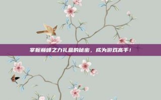 掌握巅峰之力礼盒的秘密，成为游戏高手！