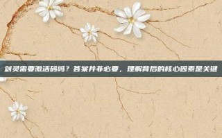 剑灵需要激活码吗？答案并非必要，理解背后的核心因素是关键
