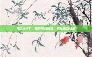 鬼泣3补丁，提升游戏体验，优化游戏性能