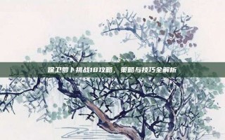 保卫萝卜挑战18攻略，策略与技巧全解析