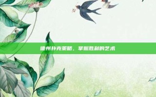 德州扑克策略，掌握胜利的艺术