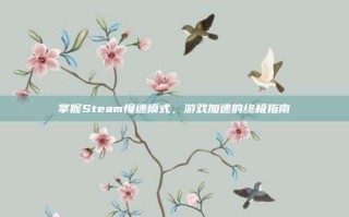 掌握Steam慢速模式，游戏加速的终极指南