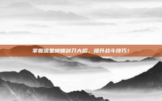 掌握流星蝴蝶剑刀大招，提升战斗技巧！