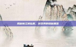 揭秘新江湖私服，游戏界的隐秘角落