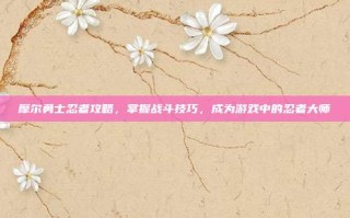 摩尔勇士忍者攻略，掌握战斗技巧，成为游戏中的忍者大师
